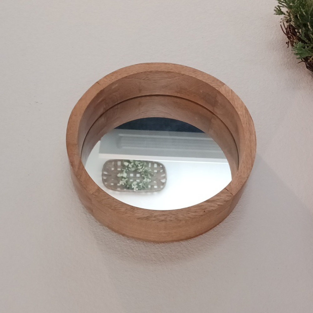 Round Wooden Mirror